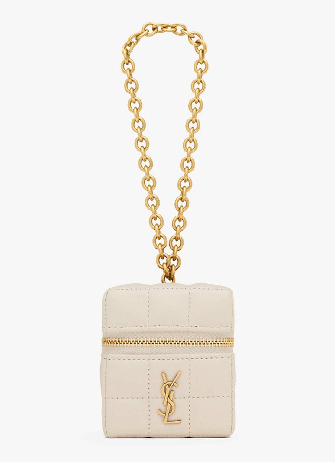 Saint Laurent Cassandre Matelassé Carré Mini Cube handtas van lamsleer - voorkant 5 gebroken wit