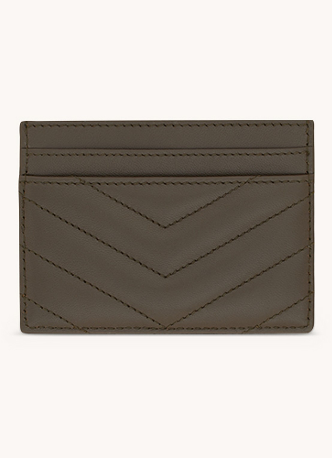 Saint Laurent Cassandre Matelassé pasjeshouder van quilted lamsleer - detail 2 bronsgroen