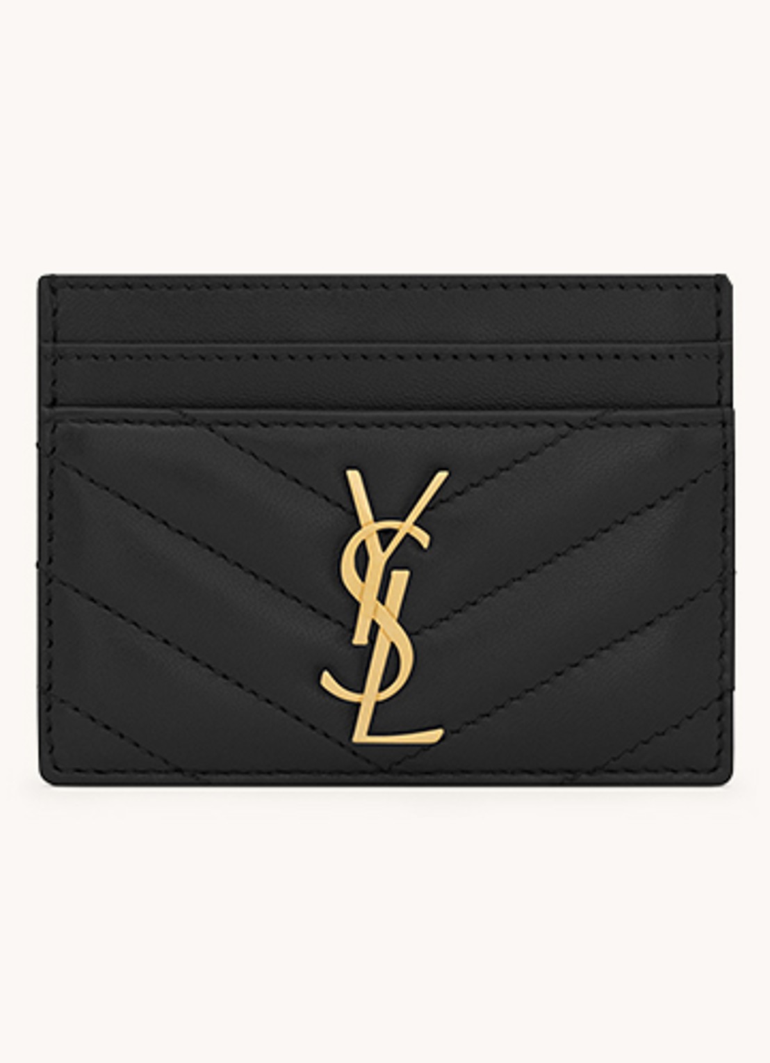 Saint Laurent Cassandre Matelassé pasjeshouder van quilted lamsleer - voorkant 2 zwart