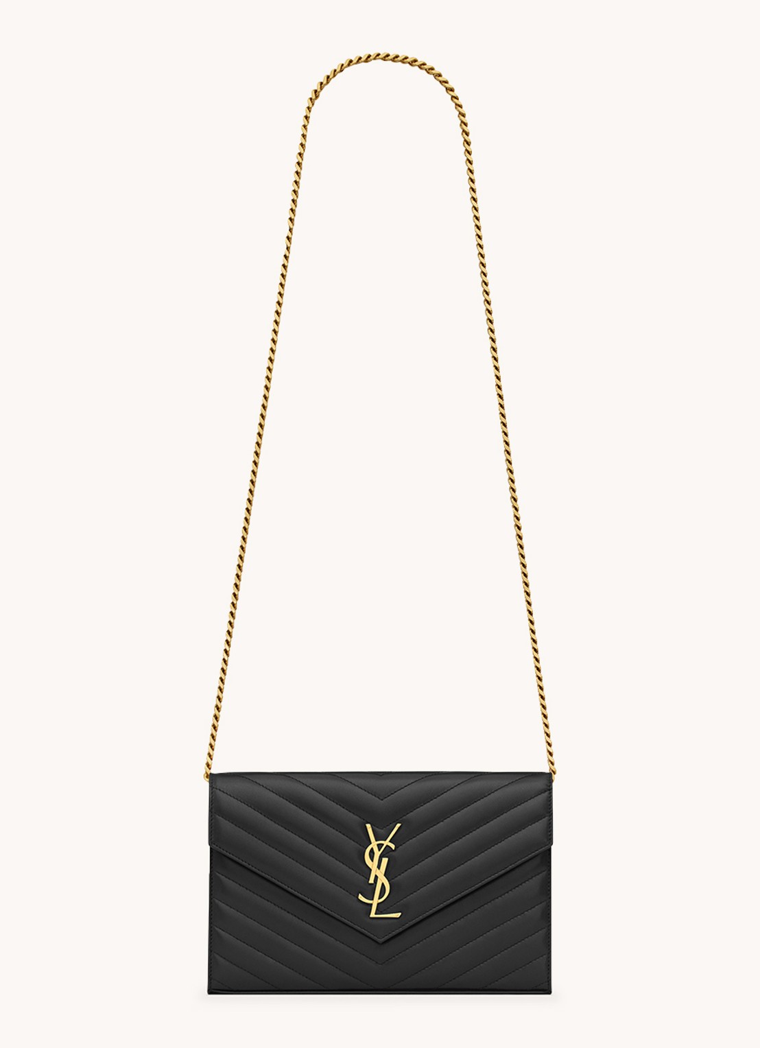 Saint Laurent Cassandre Matelassé portemonnee van lamsleer met schouderriem - voorkant 6 zwart