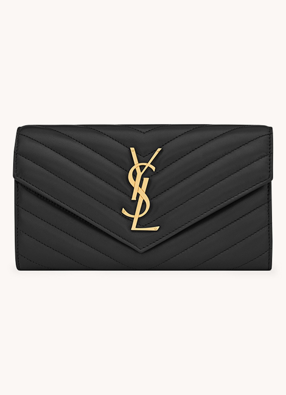 Saint Laurent Cassandre Matelassé portemonnee van lamsleer - voorkant zwart