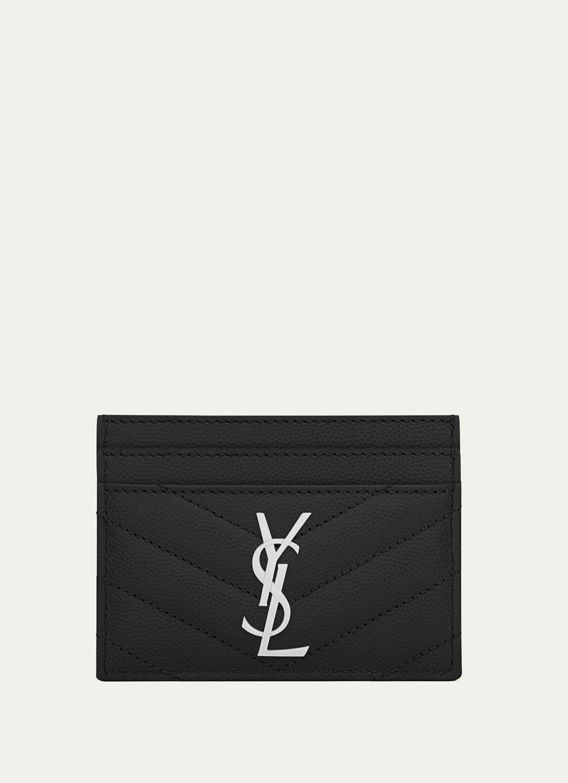 Saint Laurent Cassandre pasjeshouder van kalfsleer - voorkant 2 zwart