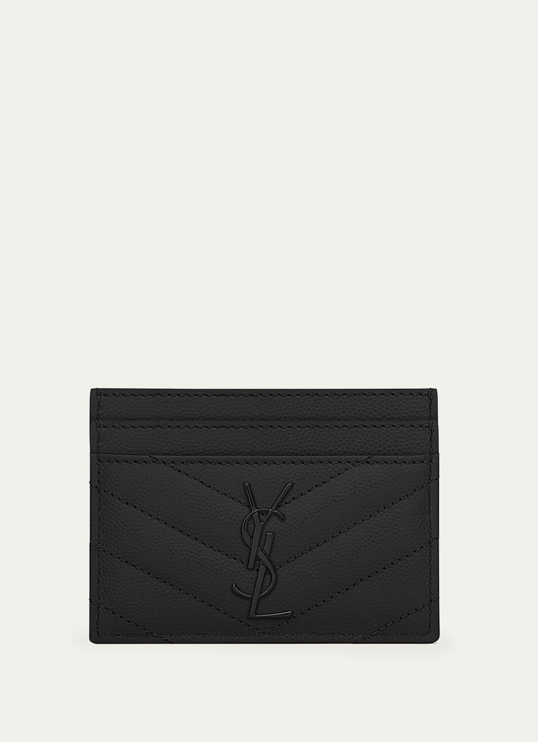 Saint Laurent Cassandre pasjeshouder van kalfsleer - voorkant 2 zwart