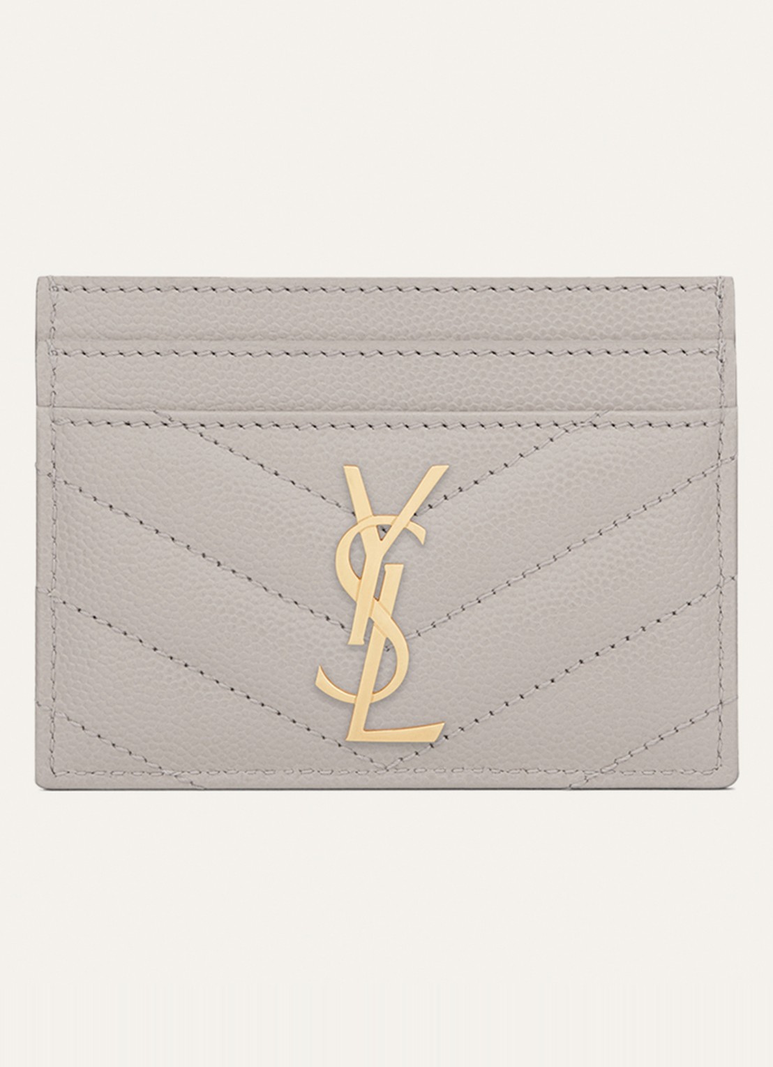 Saint Laurent Cassandre pasjeshouder van kalfsleer - voorkant gebroken wit