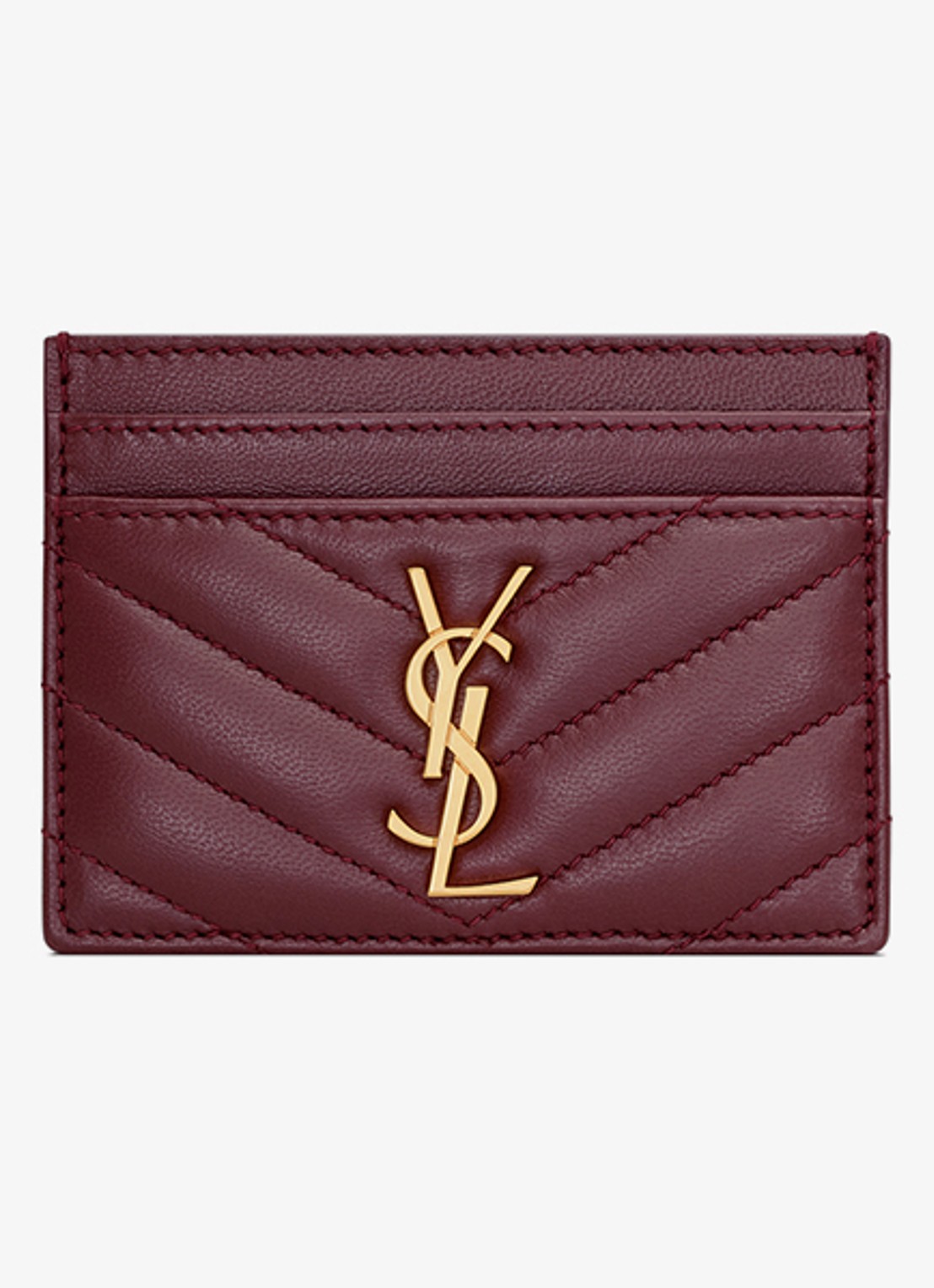 Saint Laurent Cassandre pasjeshouder van lamsleer - voorkant 2 bordeauxrood