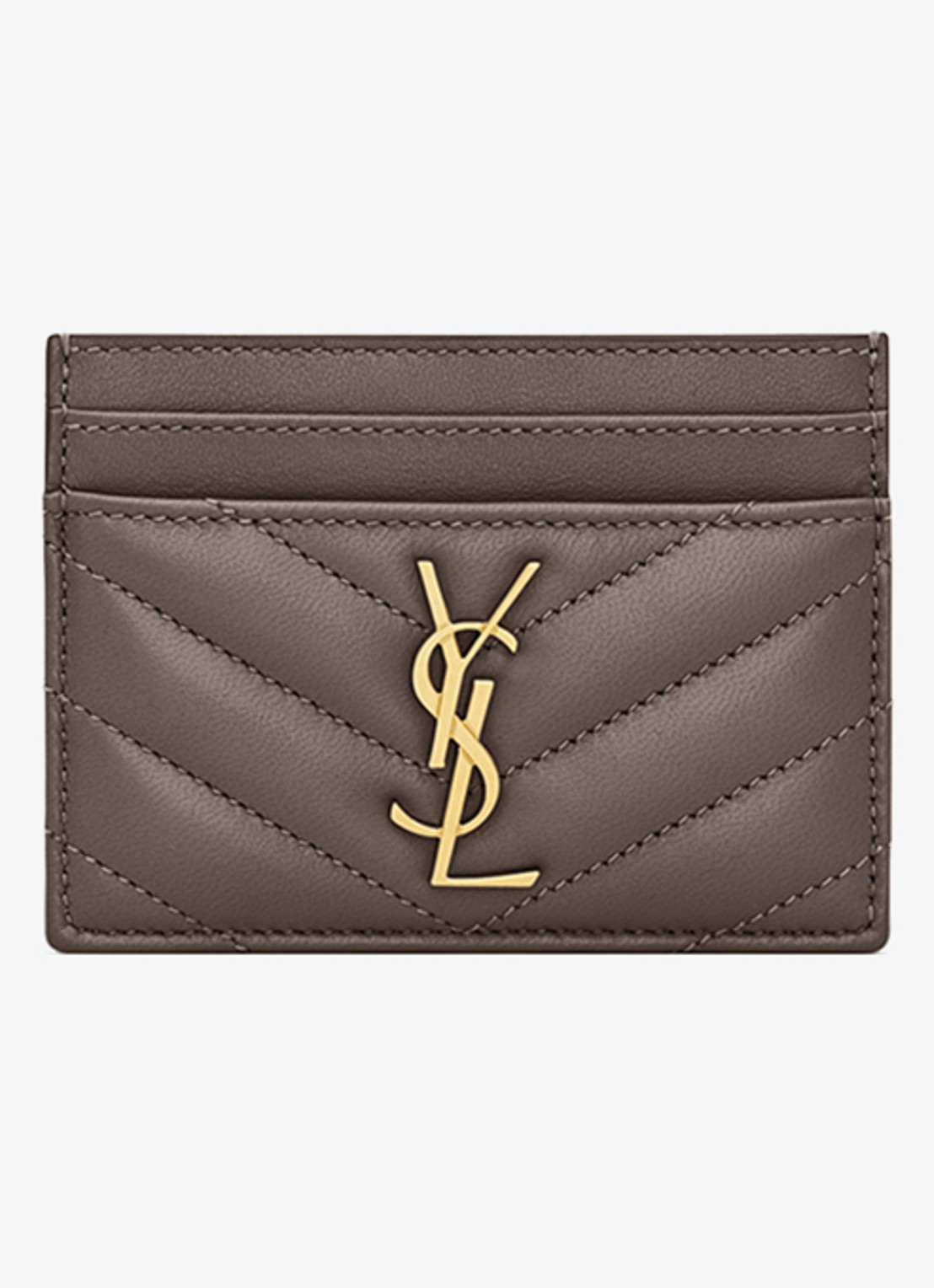 Saint Laurent Cassandre pasjeshouder van lamsleer - voorkant taupe