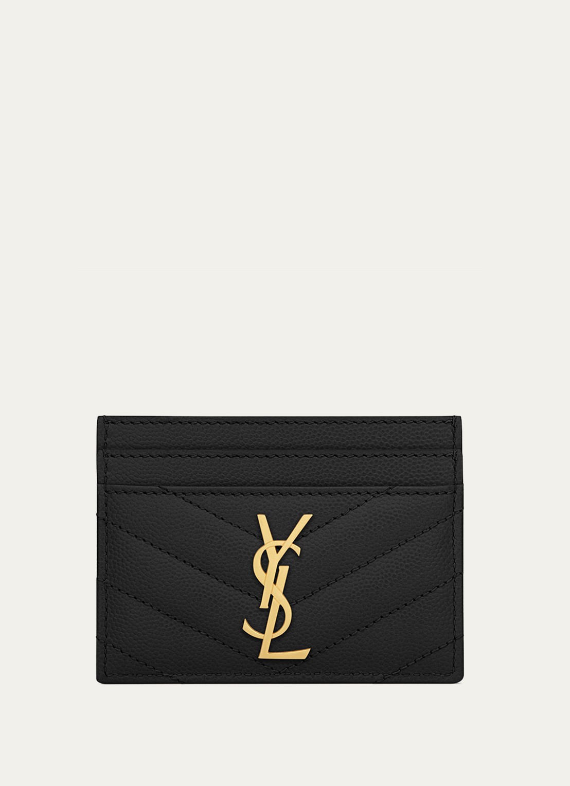 Saint Laurent Cassandre pasjeshouder van quilted kalfsleer - voorkant 2 zwart