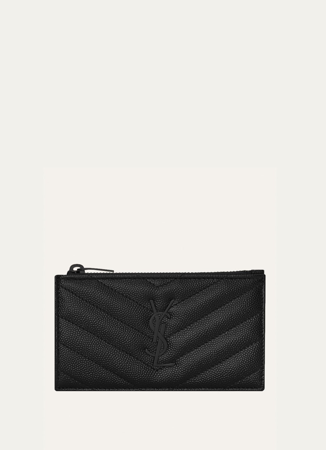 Saint Laurent Cassandre pasjeshouder van quilted kalfsleer - voorkant zwart