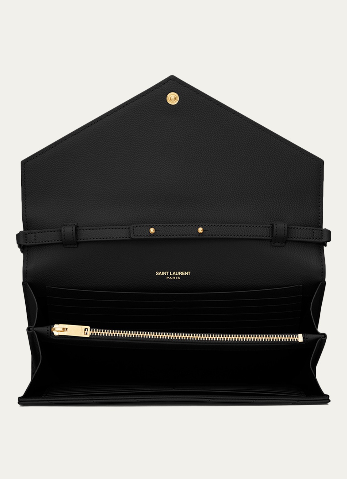 Saint Laurent Cassandre portemonnee van kalfsleer met afneembare schouderriem  - detail 5 zwart