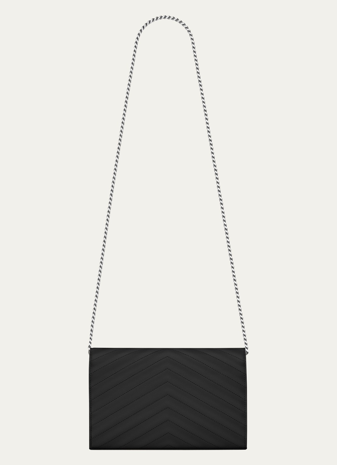 Saint Laurent Cassandre portemonnee van kalfsleer met afneembare schouderriem - detail zwart