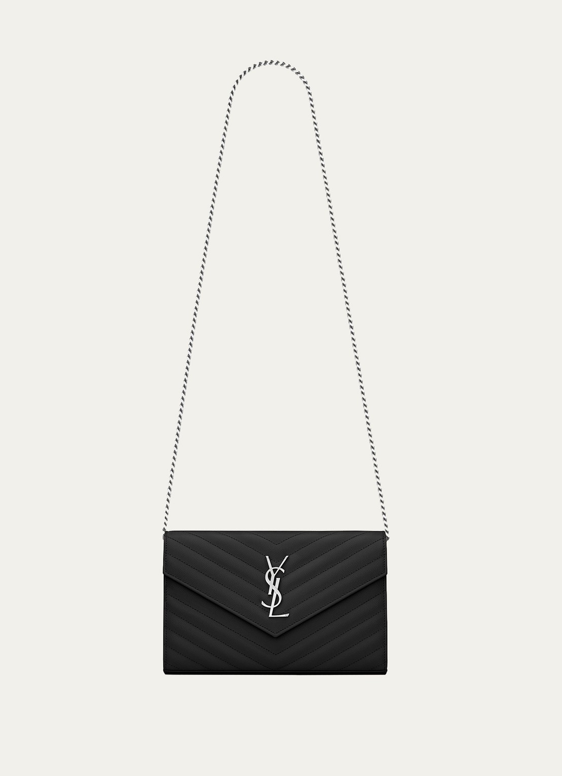 Saint Laurent Cassandre portemonnee van kalfsleer met afneembare schouderriem - voorkant 5 zwart