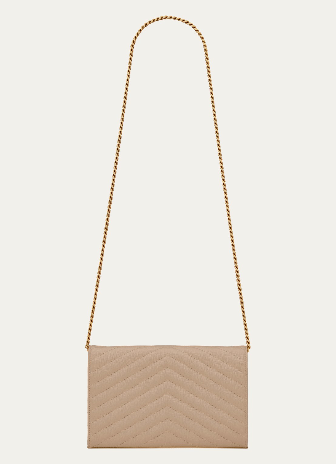 Saint Laurent Cassandre portemonnee van kalfsleer met afneembare schouderriem - detail 3 beige