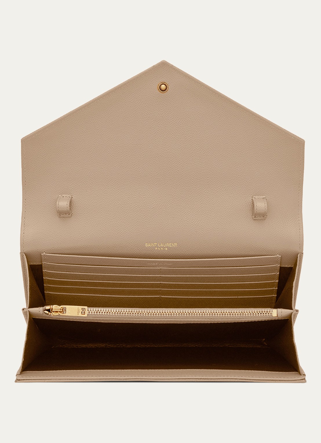 Saint Laurent Cassandre portemonnee van kalfsleer met afneembare schouderriem - detail 5 beige
