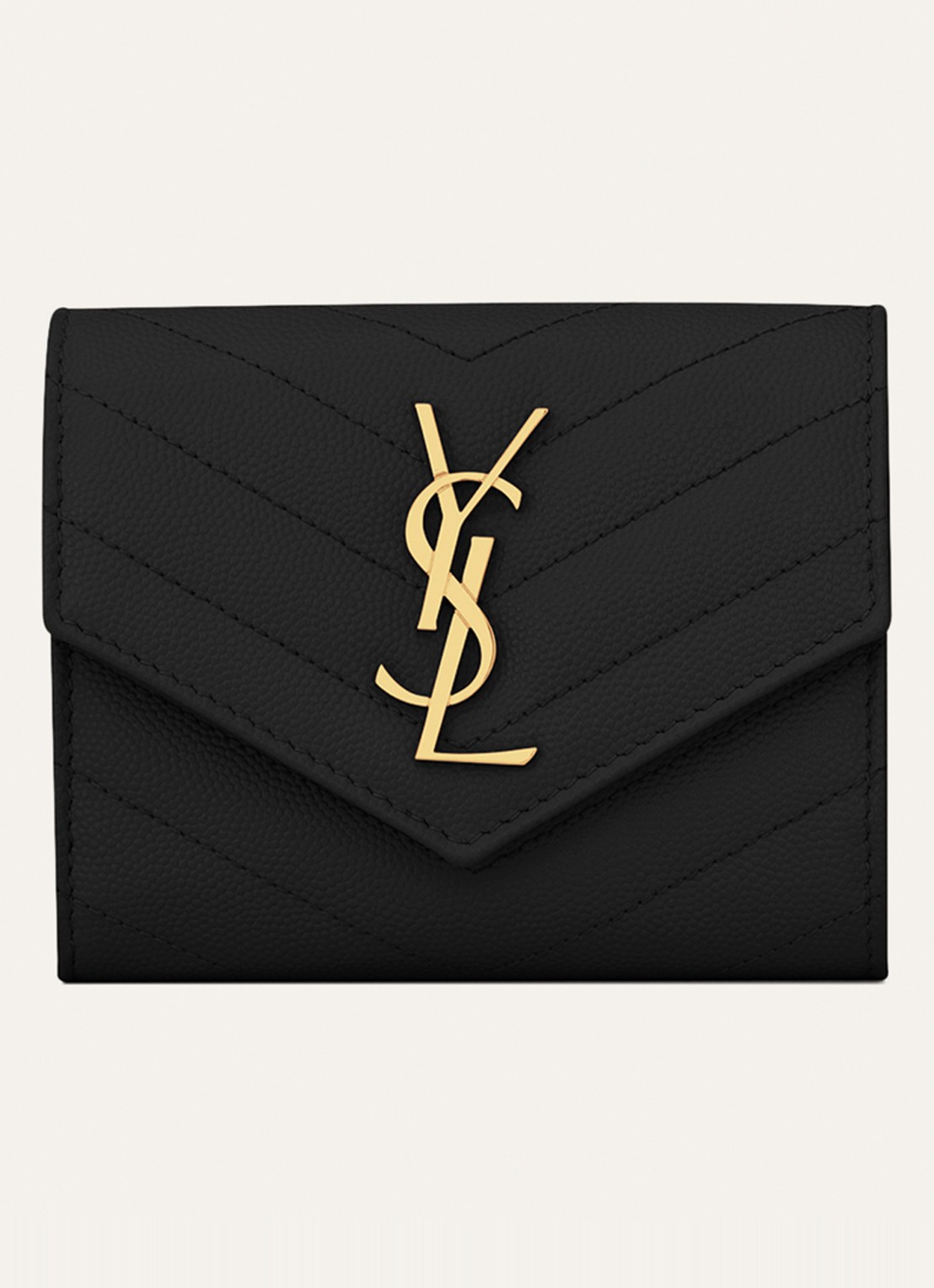Saint Laurent Cassandre portemonnee van kalfsleer - voorkant zwart