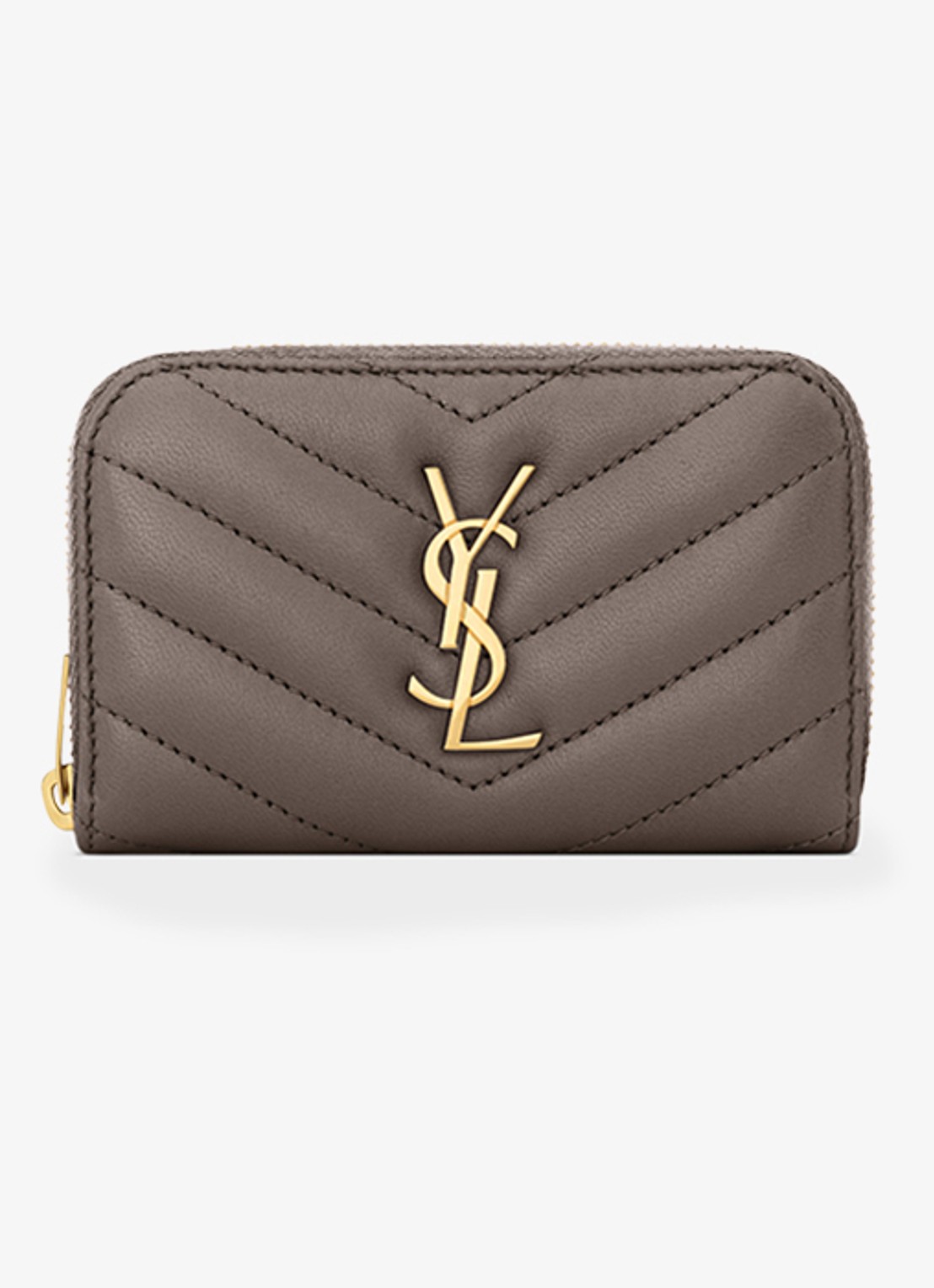 Saint Laurent Cassandre portemonnee van lamsleer - voorkant 4 taupe
