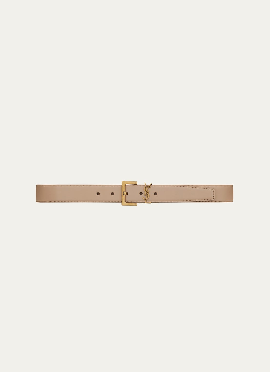 Saint Laurent Cassandre riem van kalfsleer - voorkant lichtbruin