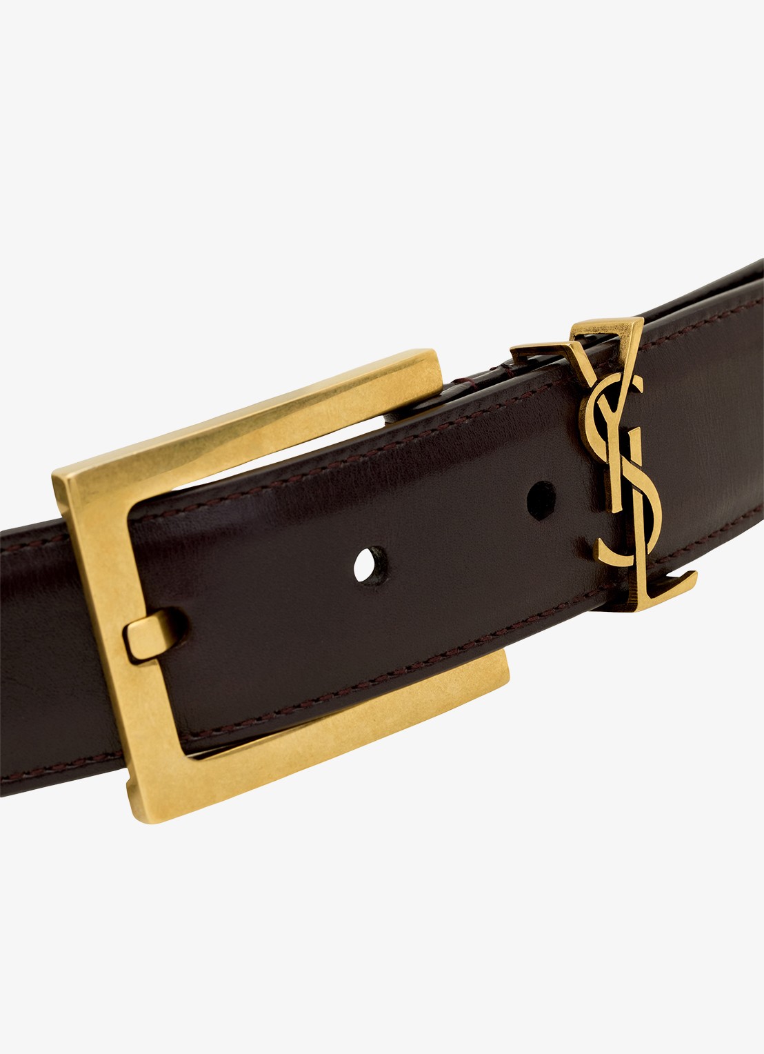 Saint Laurent Cassandre riem van kalfsleer - detail 3 donkerbruin