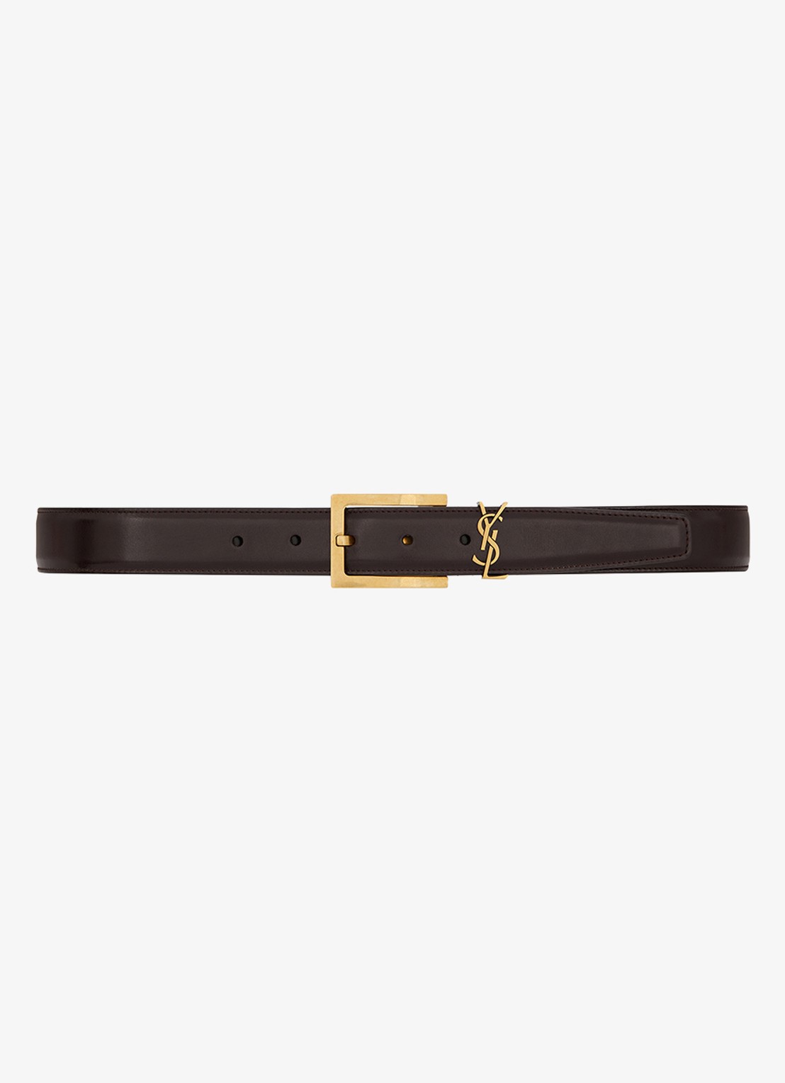 Saint Laurent Cassandre riem van kalfsleer - voorkant donkerbruin