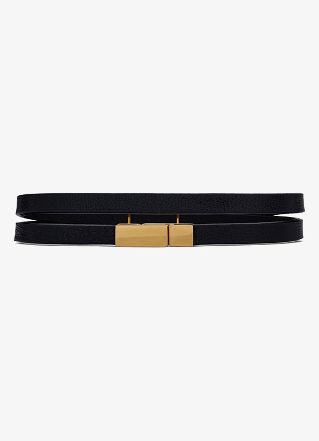 Saint Laurent Cassandre wikkelarmband van kalfsleer met logo - detail zwart