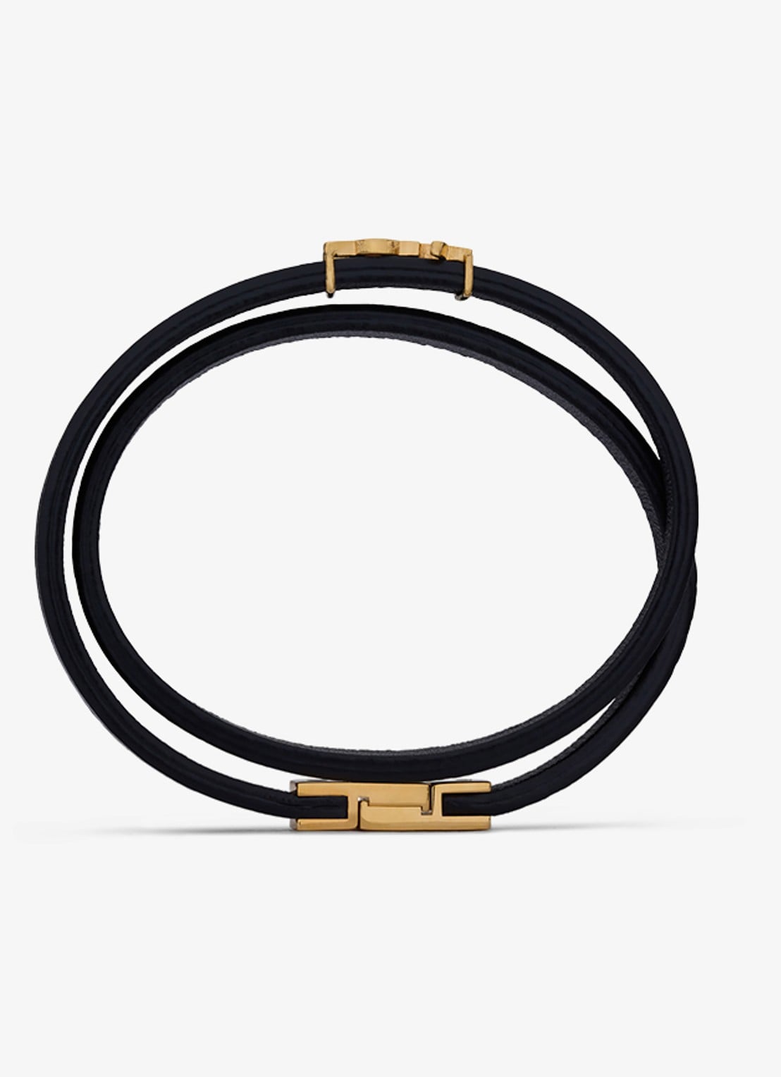Saint Laurent Cassandre wikkelarmband van kalfsleer met logo - detail 2 zwart