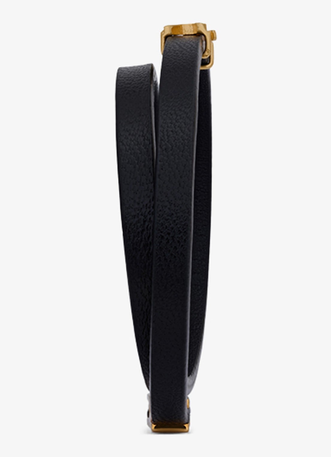 Saint Laurent Cassandre wikkelarmband van kalfsleer met logo - detail 3 zwart
