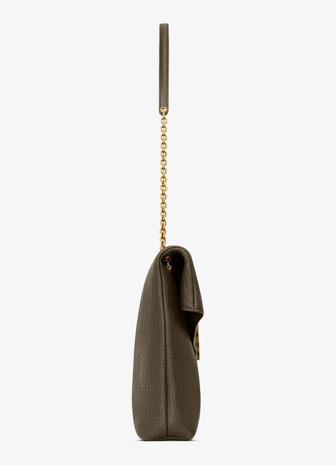 Saint Laurent Cassandre XXL Envelope schoudertas van lamsleer - detail 2 donkerkhaki