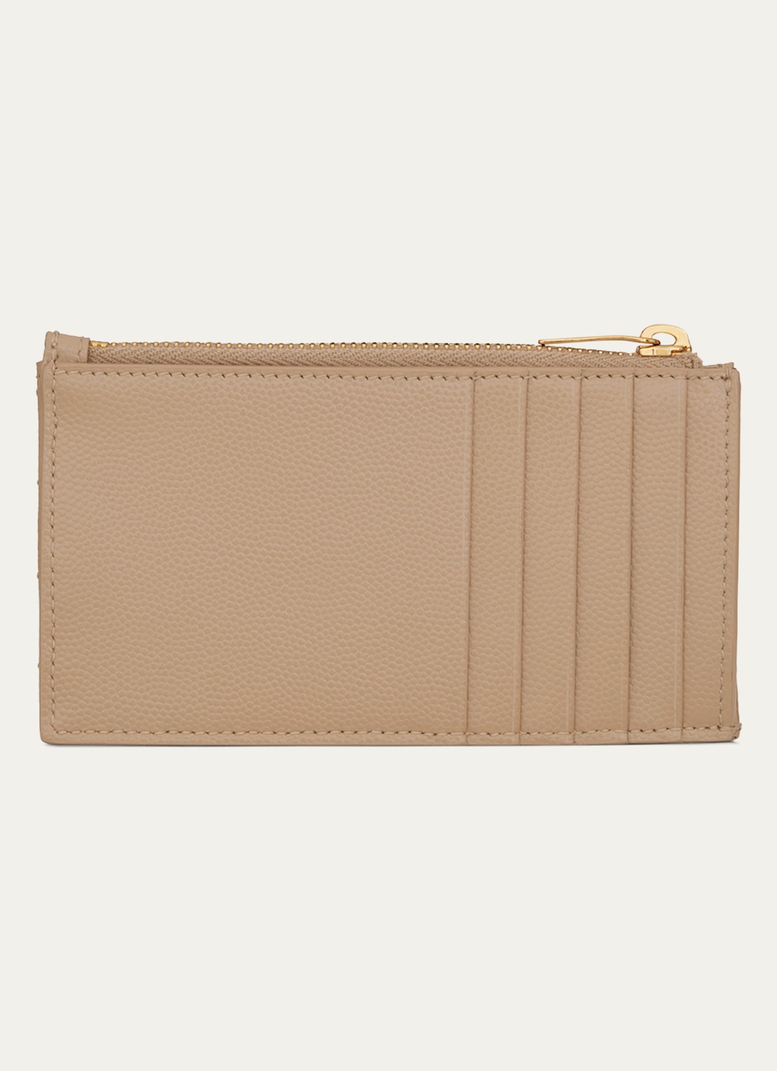 Saint Laurent Cassandre Zip Fragments pasjeshouder van kalfsleer - detail beige