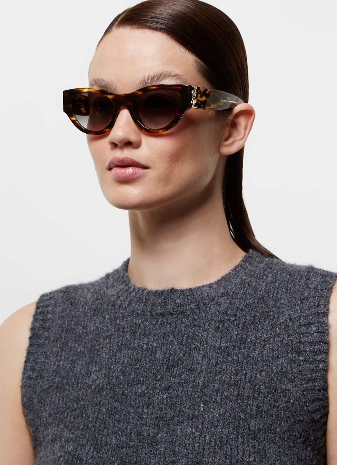 Saint Laurent Cat Eye zonnebril SLM94 - voorkant 2 donkerbruin