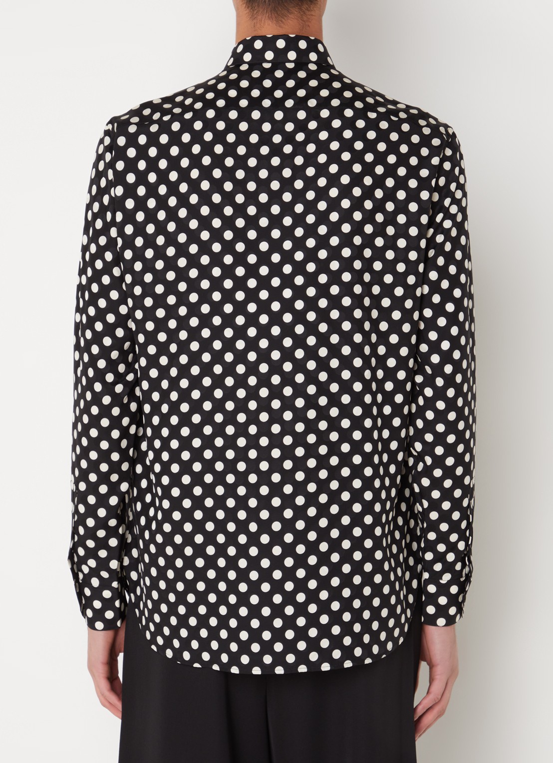 Saint Laurent Chemise regular fit overhemd van zijde met stippenprint  - achterkant zwart