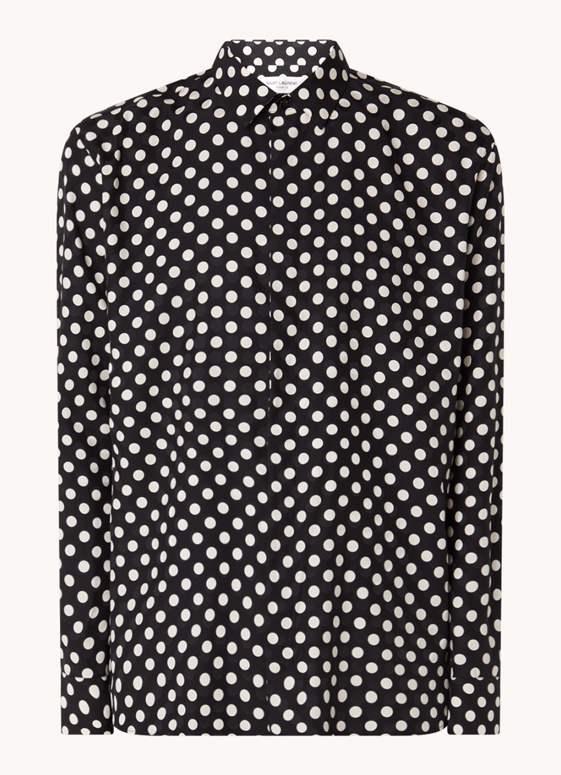 Saint Laurent Chemise regular fit overhemd van zijde met stippenprint  - voorkant 4 zwart