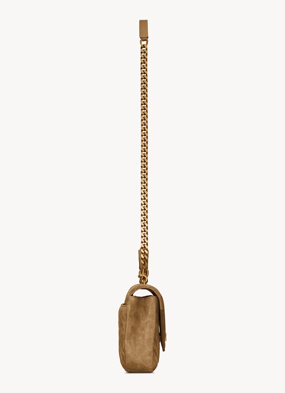 Saint Laurent College Medium crossbodytas van kalfssuède - detail 4 beige