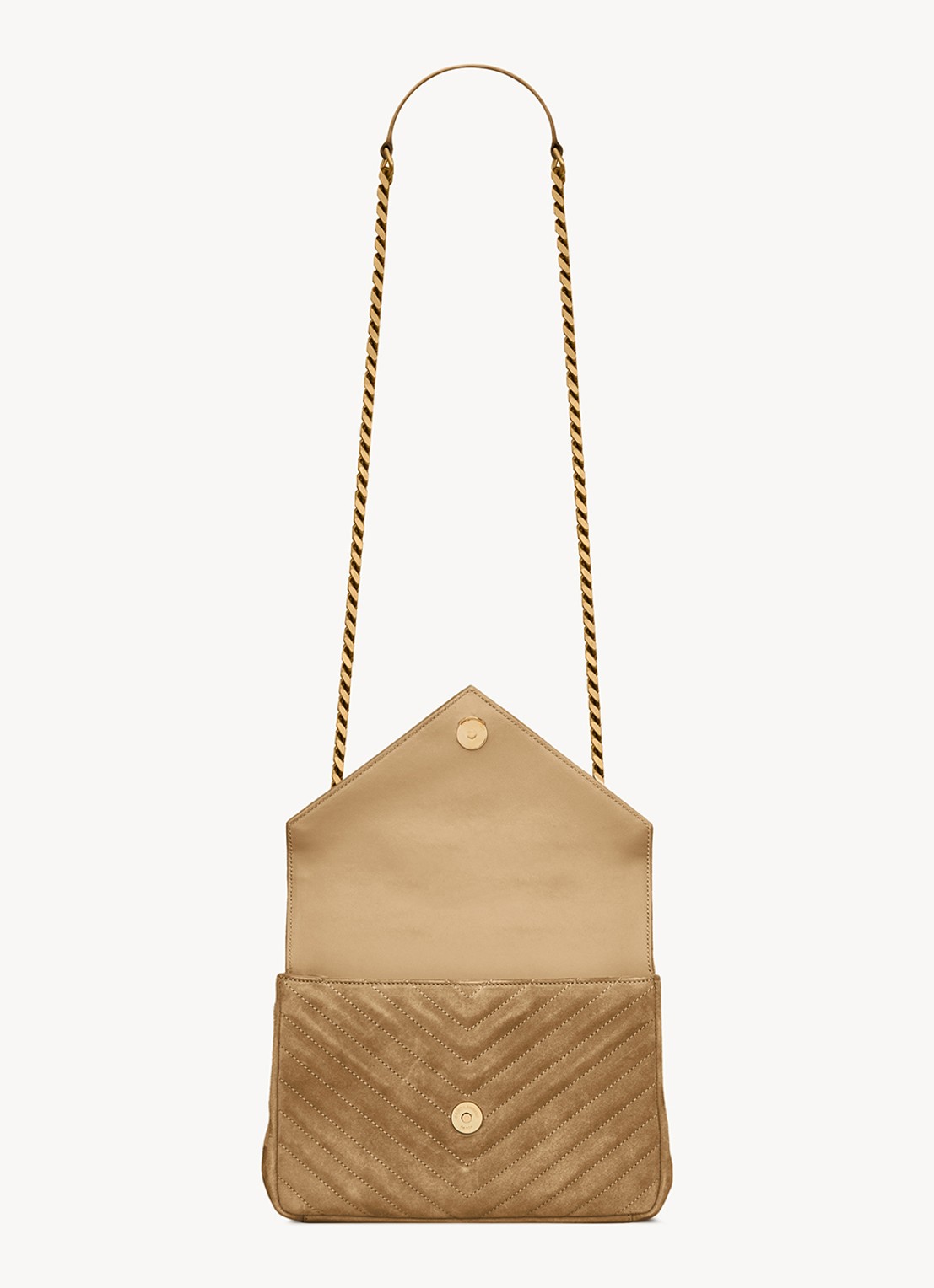 Saint Laurent College Medium crossbodytas van kalfssuède - detail 5 beige