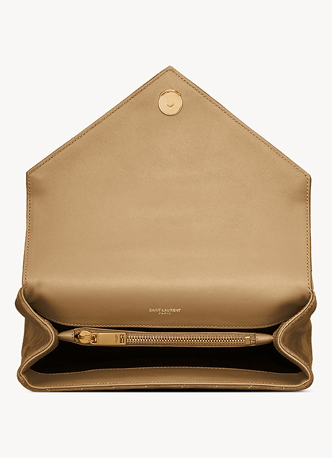 Saint Laurent College Medium crossbodytas van kalfssuède - detail 6 beige
