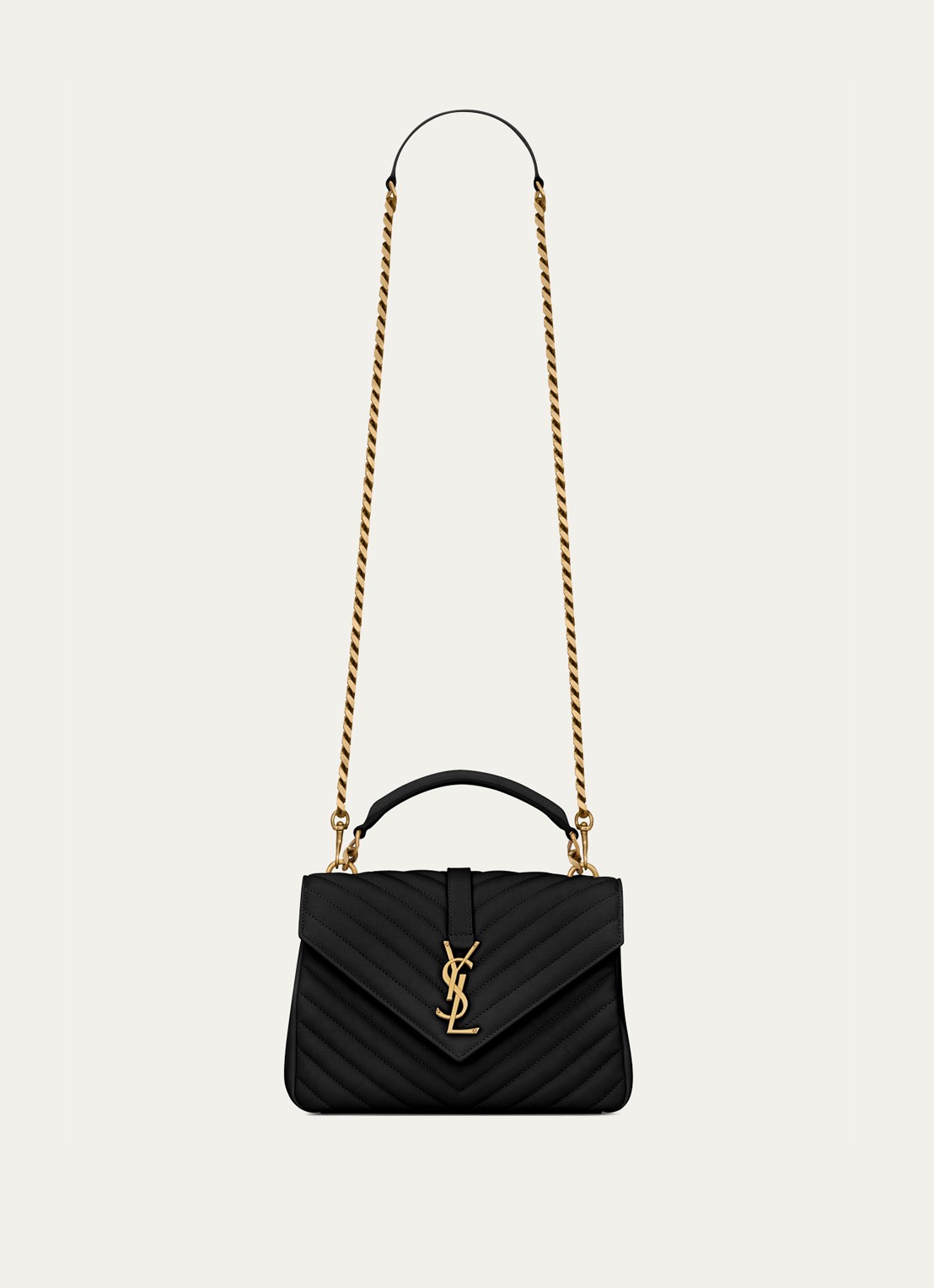 Saint Laurent College Medium crossbodytas van quilted kalfsleer - voorkant 6 zwart