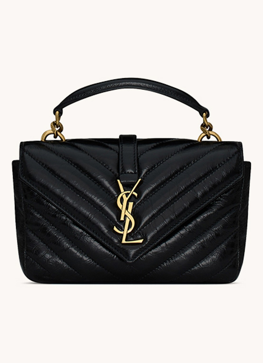 Saint Laurent College Mini handtas van kalfsleer - voorkant 5 zwart