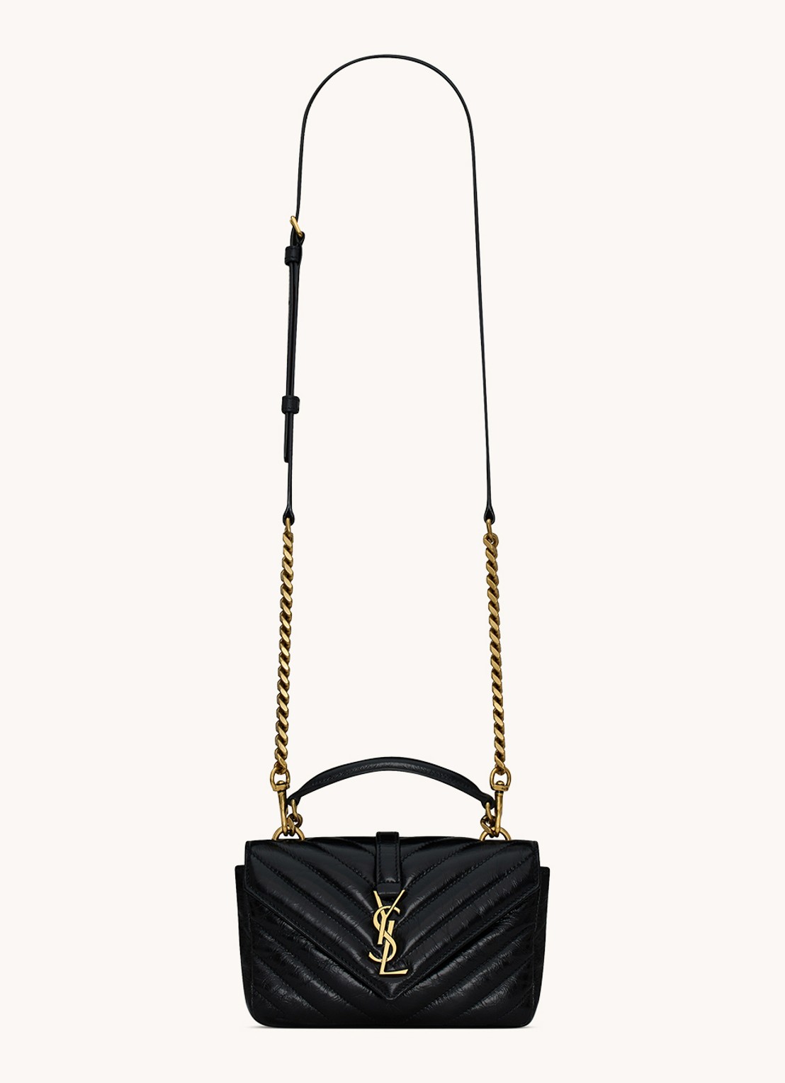 Saint Laurent College Mini handtas van kalfsleer - voorkant 6 zwart
