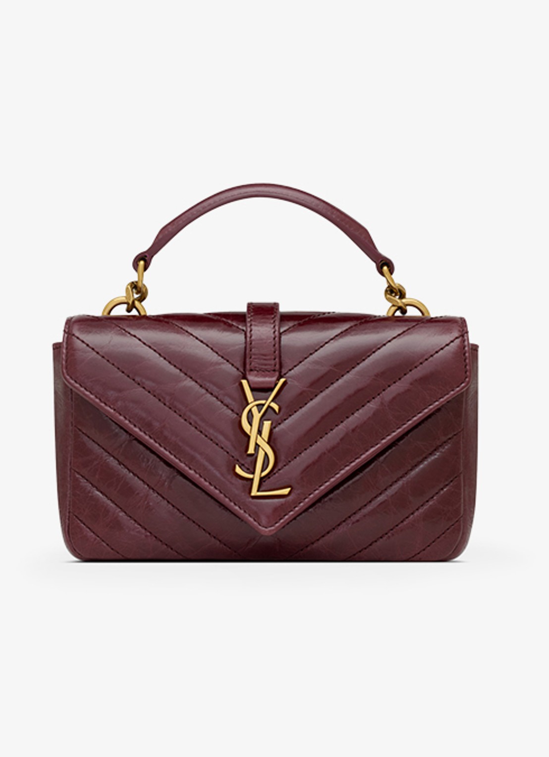 Saint Laurent College Mini handtas van kalfsleer - detail 3 bordeauxrood