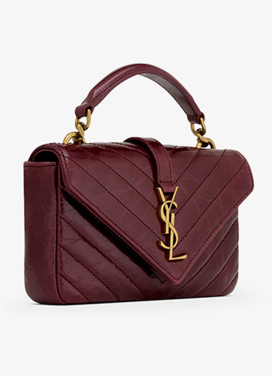 Saint Laurent College Mini handtas van kalfsleer - detail 5 bordeauxrood