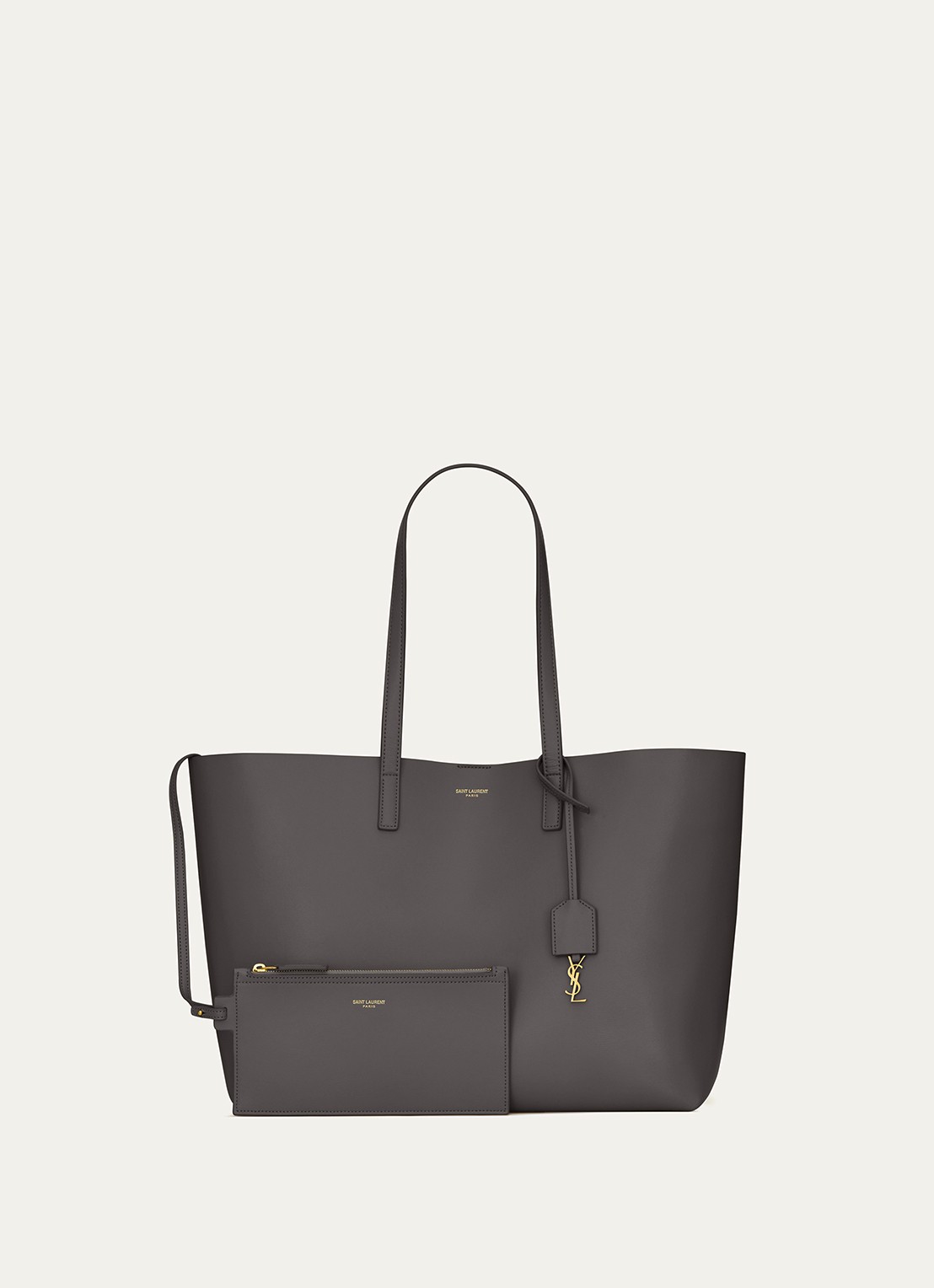 Saint Laurent E/W shopper van kalfsleer - achterkant grijs