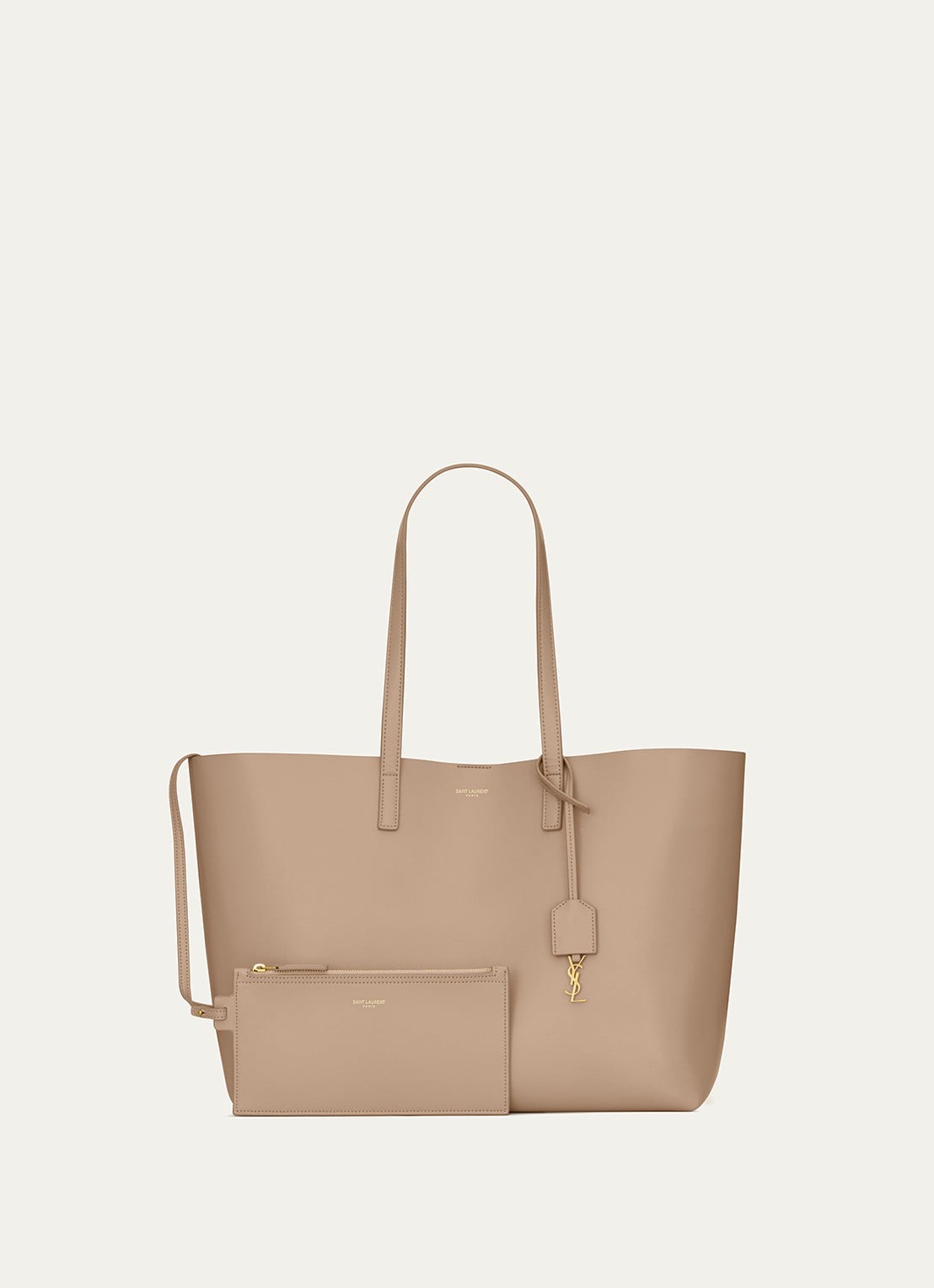 Saint Laurent E/W shopper van kalfsleer - achterkant 4 beige