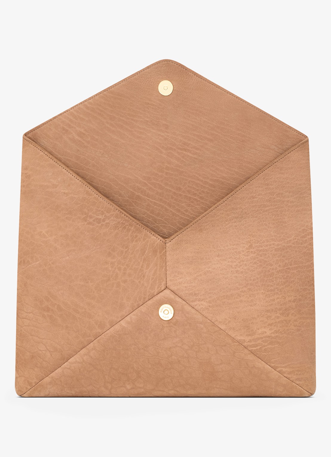 Saint Laurent Envelope Large clutch van lamsleer - detail 3 lichtbruin