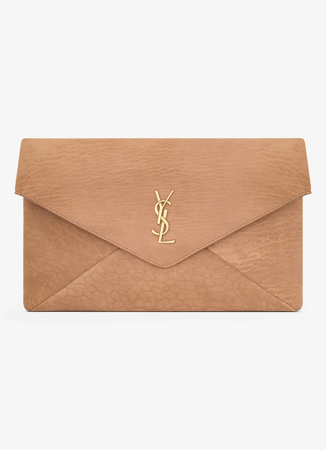Saint Laurent Envelope Large clutch van lamsleer - voorkant lichtbruin