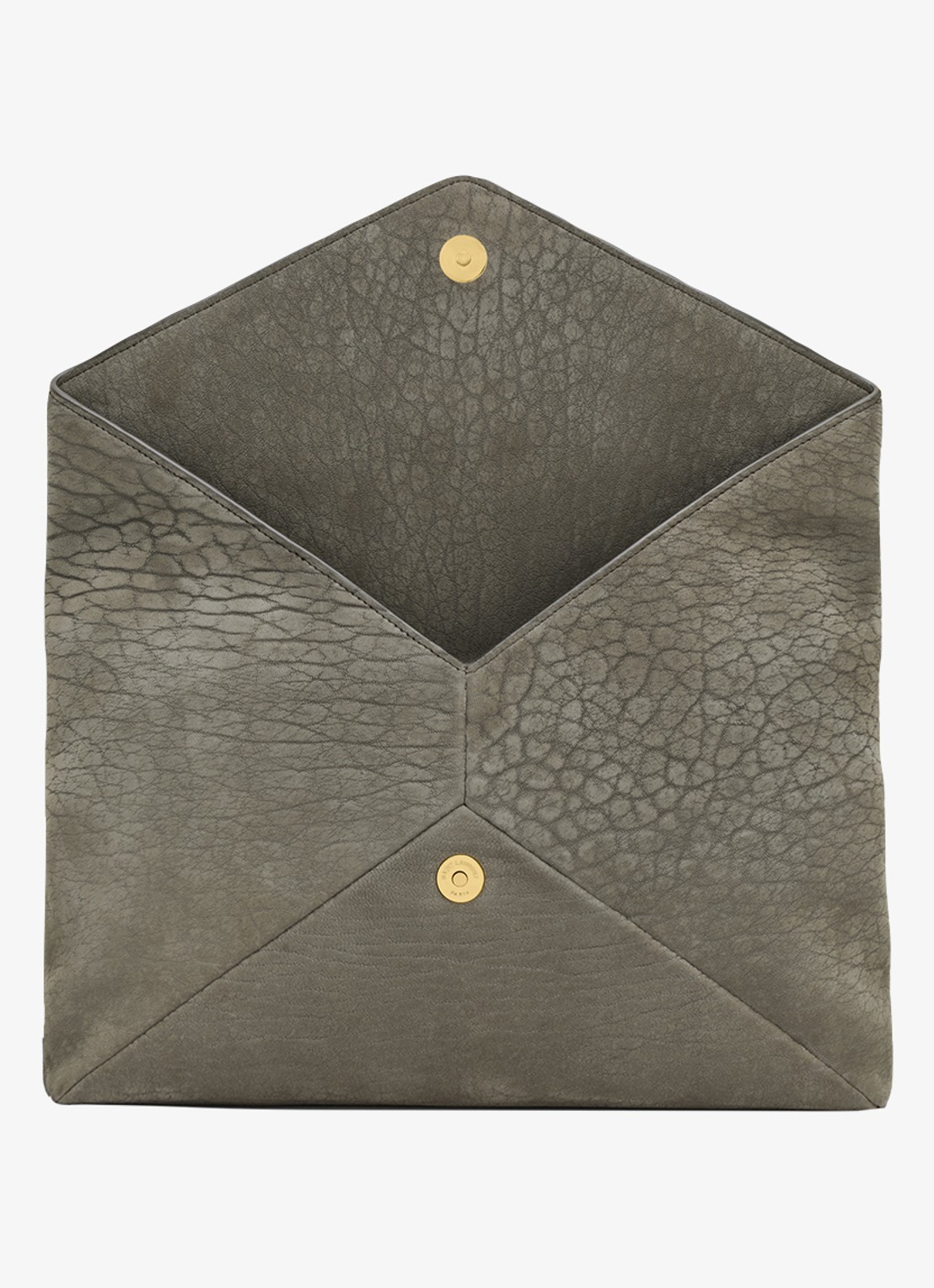 Saint Laurent Envelope Large clutch van lamsleer - detail 5 grijs