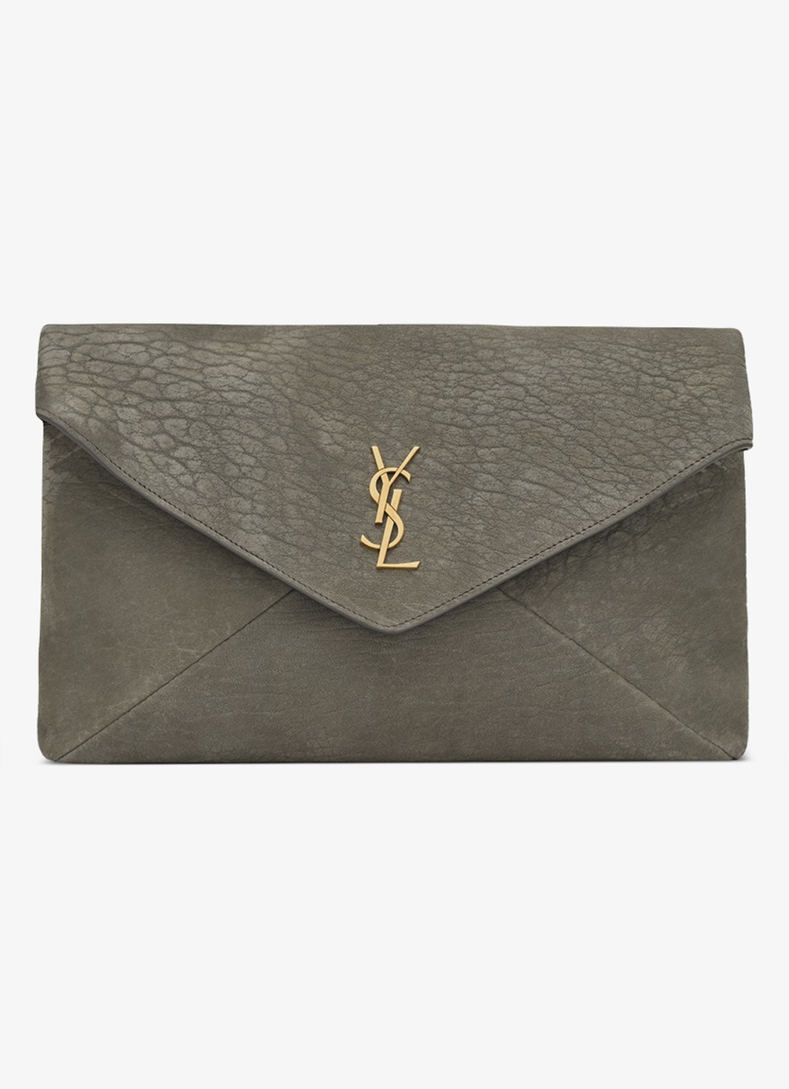 Saint Laurent Envelope Large clutch van lamsleer - voorkant grijs