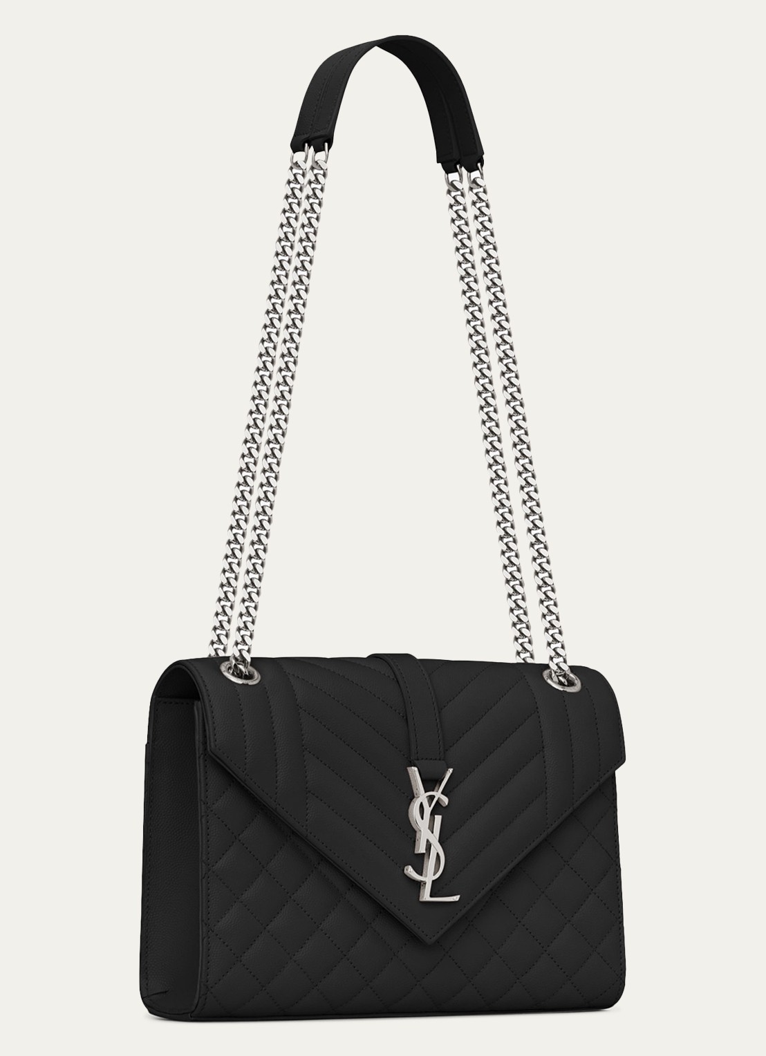 Saint Laurent Envelope Medium schoudertas van kalfsleer - detail 6 zwart