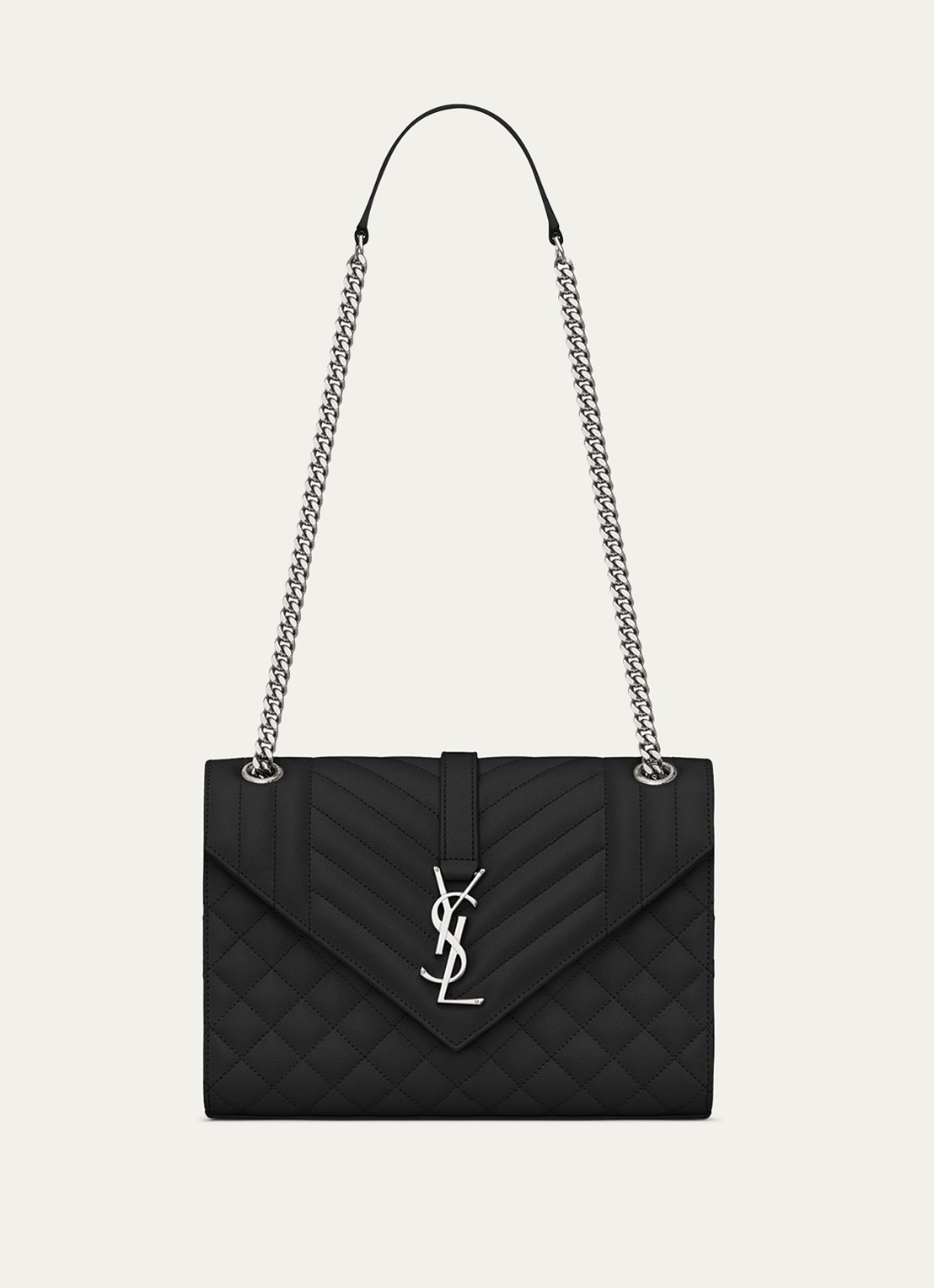 Saint Laurent Envelope Medium schoudertas van kalfsleer - voorkant zwart