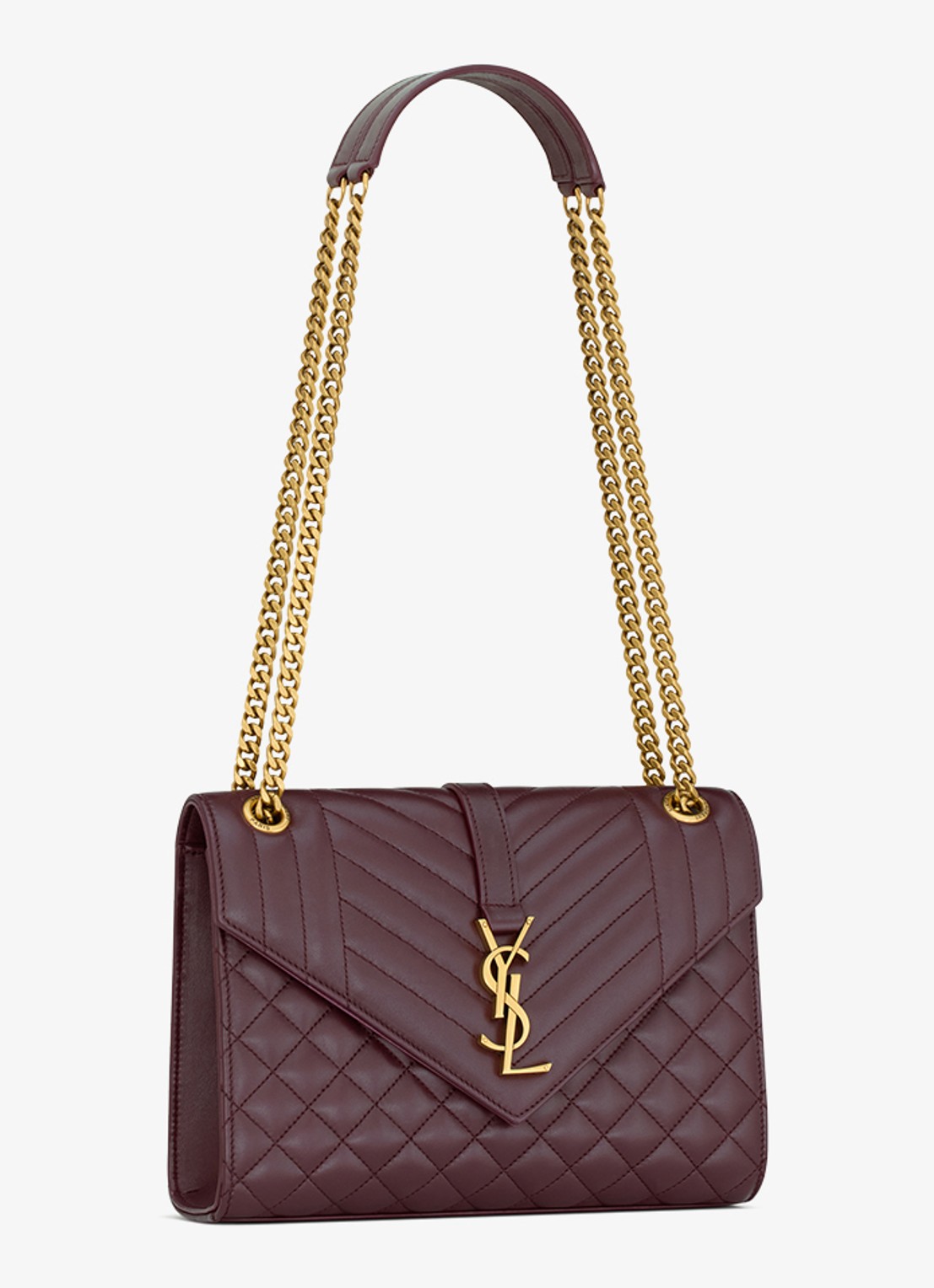 Saint Laurent Envelope Medium schoudertas van kalfsleer - detail 5 donkerrood