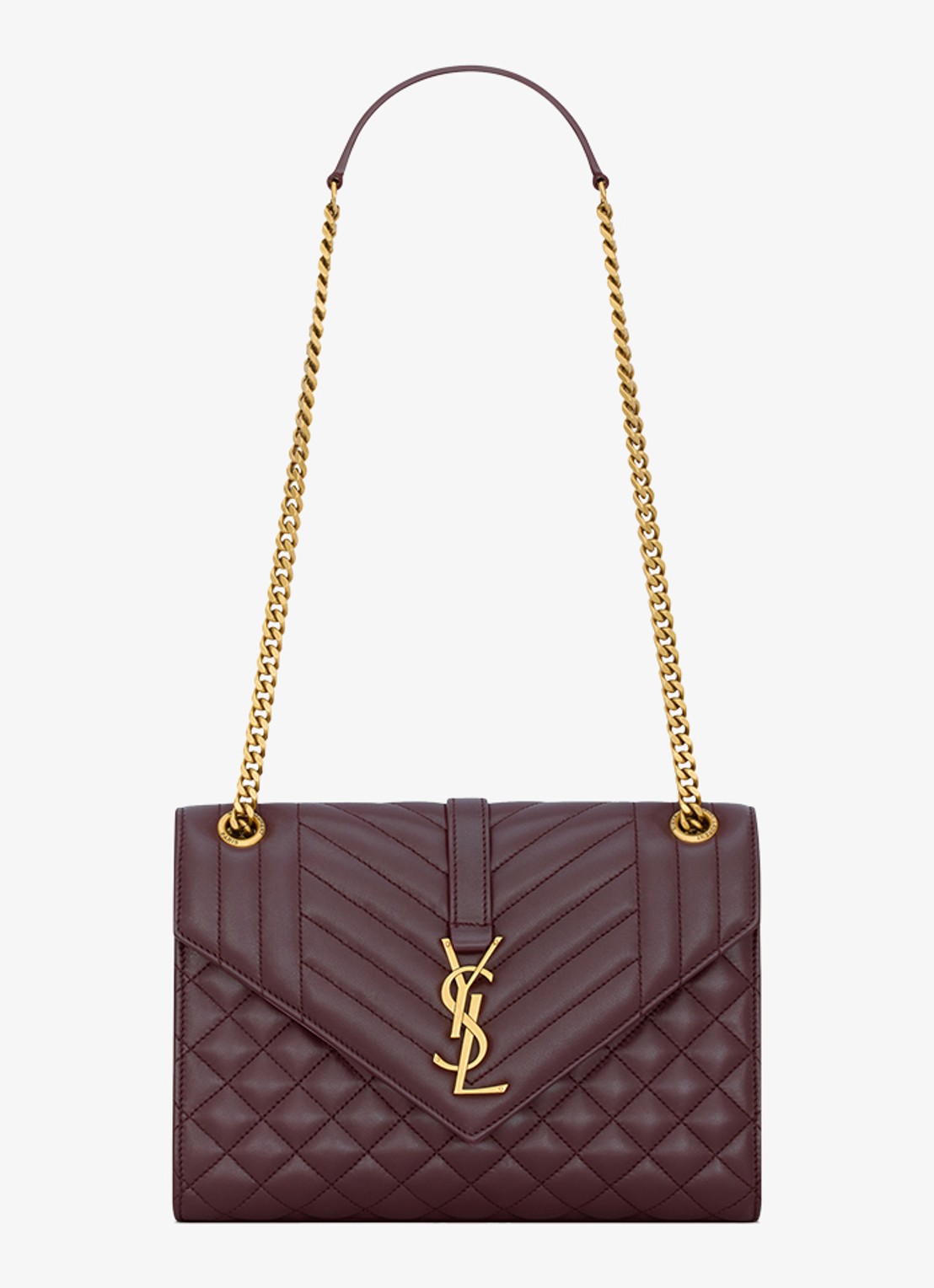Saint Laurent Envelope Medium schoudertas van kalfsleer - voorkant 2 donkerrood