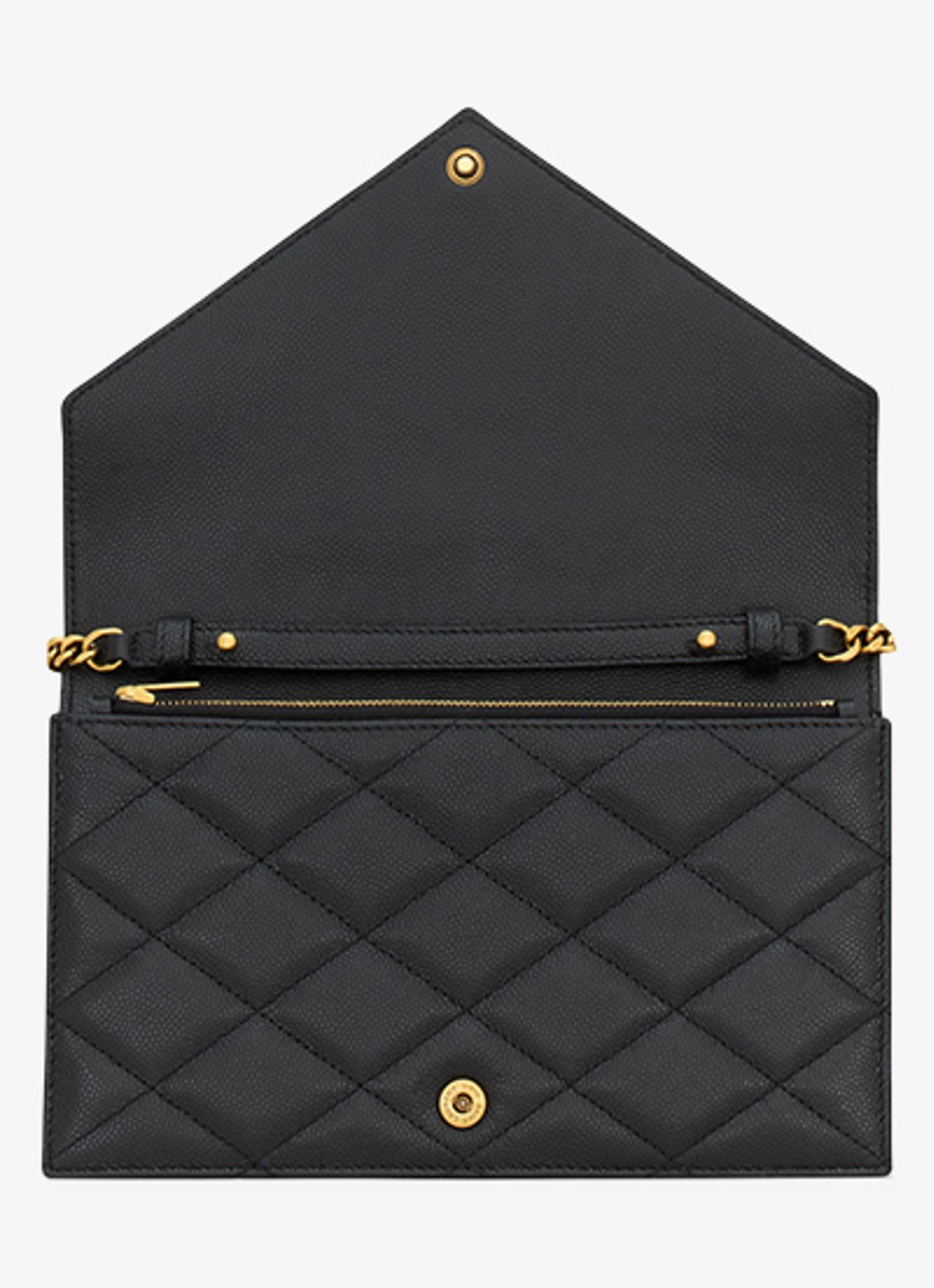 Saint Laurent Envelope portemonnee van lamsleer met afneembare schouderriem - detail 3 zwart