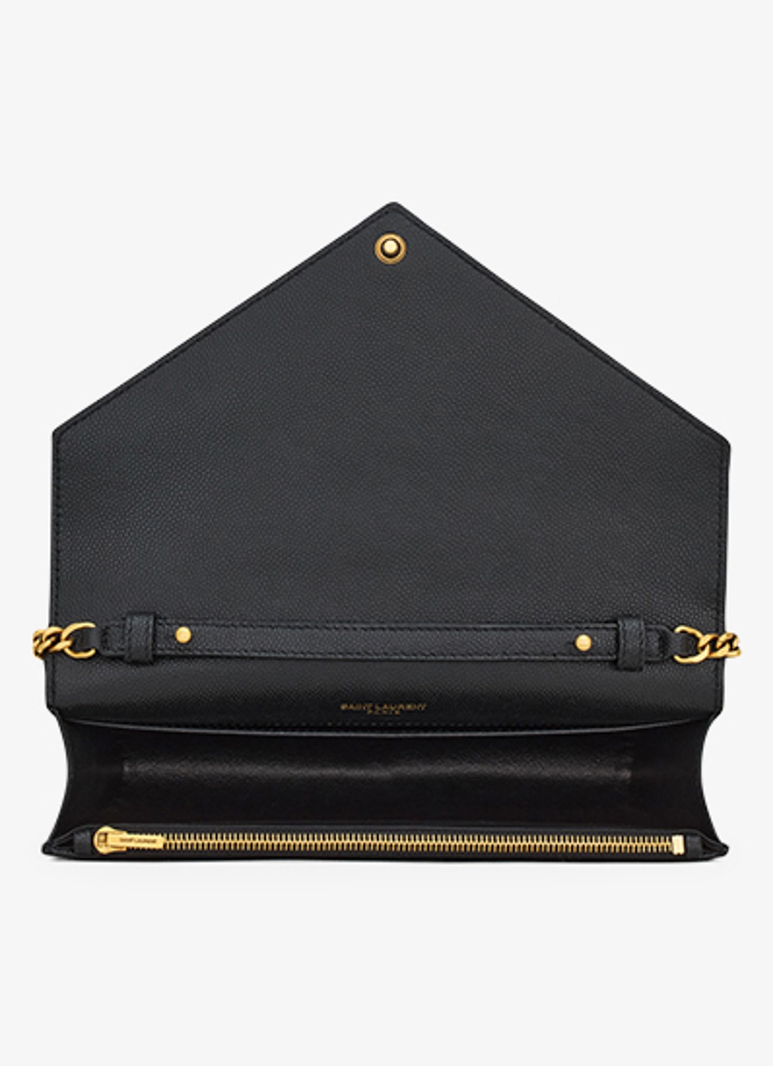 Saint Laurent Envelope portemonnee van lamsleer met afneembare schouderriem - detail 4 zwart